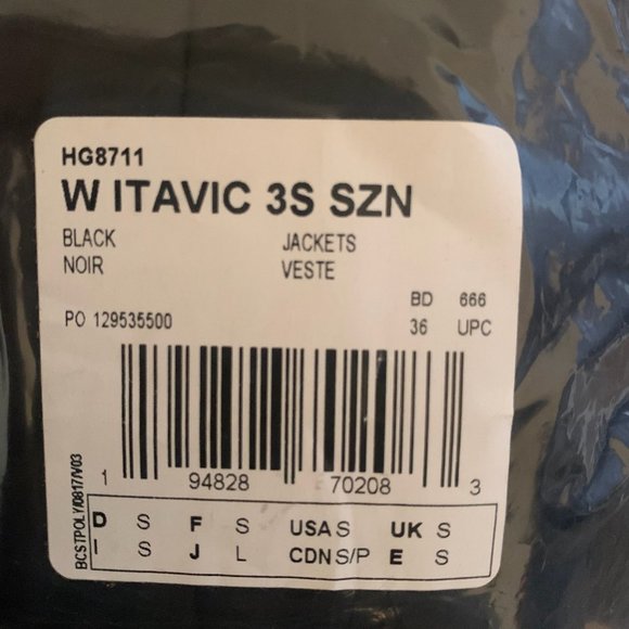 NWT ADIDAS ITAVIC WOMEN'S 3-STRIPES SEASONAL COAT BLACK WITH WHITE SMALL - Picture 10 of 10